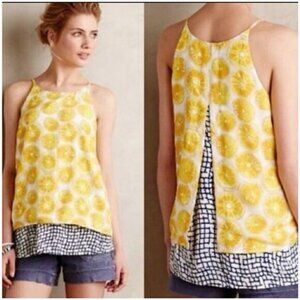 Anthropologie Porridge Lemon Slice Silky Tank